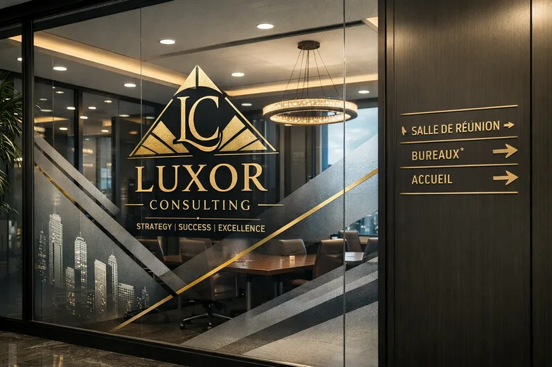 Film décoratif sur cloison vitrée de restaurant