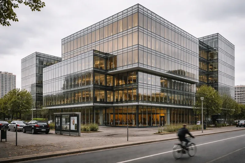 Pose de film solaire sur immeuble de bureaux
