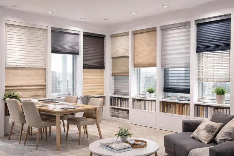 Stores intérieurs sur mesure dans un salon